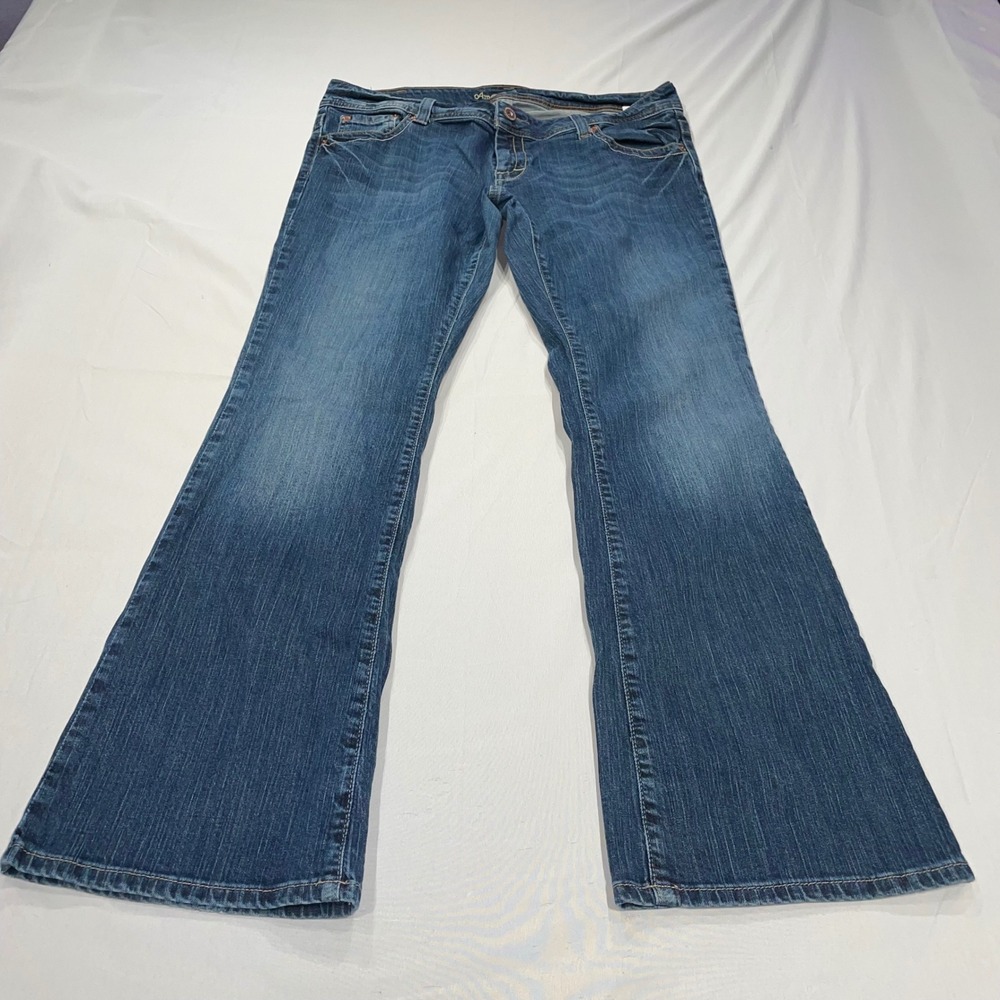 American Eagle Artist Flare Jeans Womens 14 Regular Medium Wash Low Rise Stretch